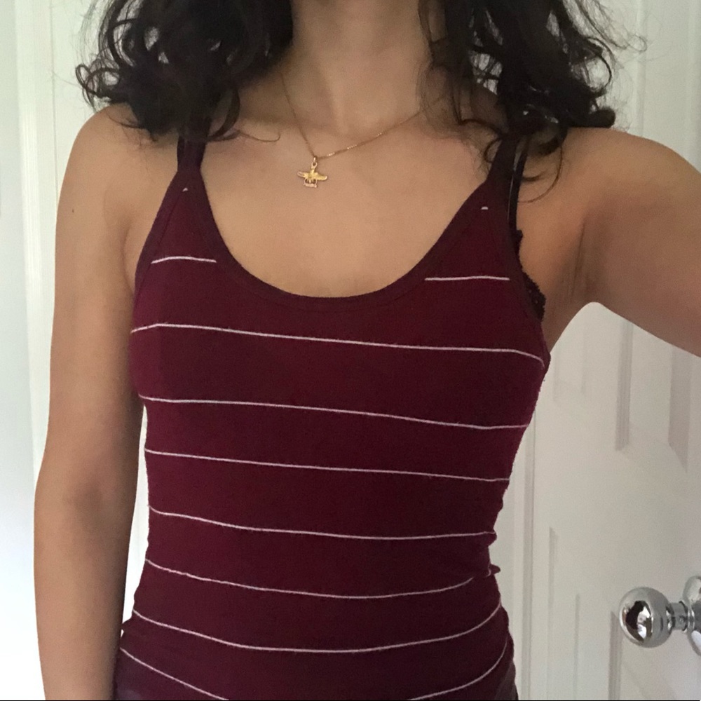 Brandy Melville maroon striped tank top